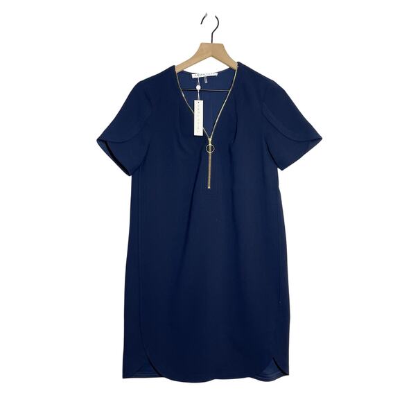 NEW Trina Turk Taliah Crepe Tunic Dress Women's Size 2 Indigo Blue Zipper Front - Picture 2 of 8